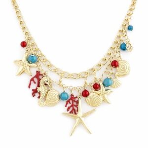 Layered Gold Coral Seashell Necklace